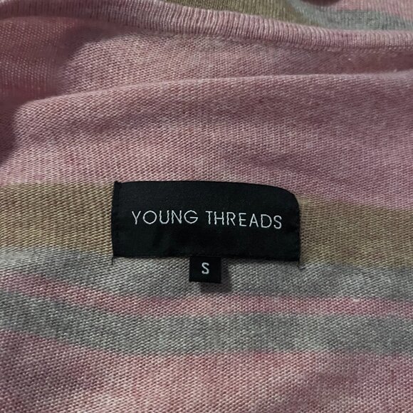 NWOT Young Threads Women's Pink Striped Cardigan Size S - Picture 3 of 3